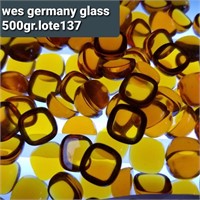 VTG W. GERM. 12MM AMBER GLASS FLAT BACK  500 GRAMS