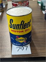 Sunoco Sunfleet Metal Quart Oil Can - Full