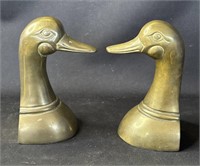 Pair of vintage brass duck book ends
