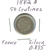 1882A France 50 Centimes - 0.835 Silver