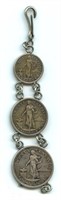3 Filipinas (USA) Coins on Fob - All Silver: 1907