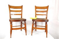 Antiquee Rush Seat/Slat Back Wooden Chairs