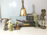 Venezia model gondola in glass display case. Case