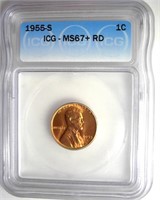 1955-S Cent ICG MS67+ RD LISTS $750