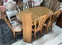 French Dinning table & 6 chairs with leaf