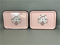 1950’s Vintage Pink Floral Metal Trays