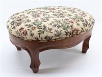 Wooden Footstool with Needlepoint Style Cushion