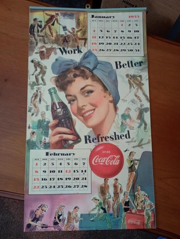 Amazing 1955 Coca-Cola calendar! The colors are