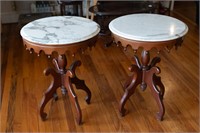 Pair of Victorian Style Side Tables, Marble Top