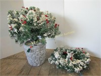 Flocked Wreath & Arrangement