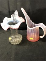 Art Glass Ewer & Vase