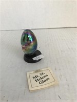 Mt St Helens Glass Egg on Stand
