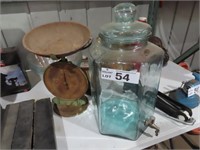 Qty of Glassware & Vintage Scales