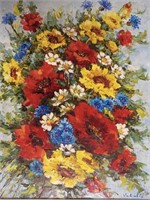 Impressionist Floral Bouquet, Oil on Masonite