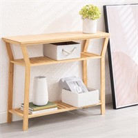 Nnewvante Bamboo Console Table Behind Couch,