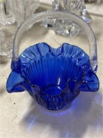 Blue ruffled crystal candy basket