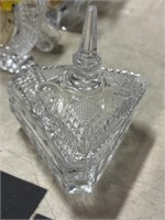 Triangle lead crystal candy dish with lid