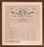 1874 State Of Texas $100 Bond