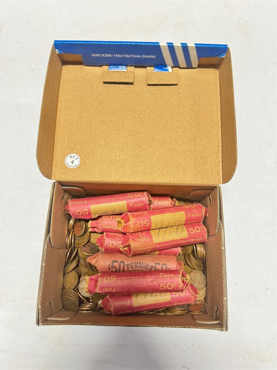 1960’s Box of Pennies some Rolled