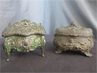 (2) Very VTG Metal Footed Jewelry Boxes - Very