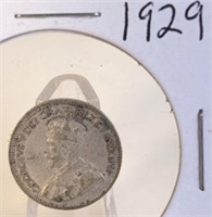 1929 Georgivs V Canadian Silver Dime