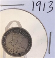 1913 Georgivs V Canadian Silver Dime