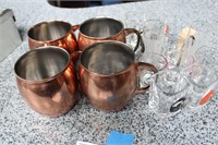 Copper Moscow Mule And Shot Glasses