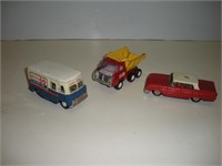 3 Tin Cars-Trucks -Buddy L Dump 5 inch-Friction