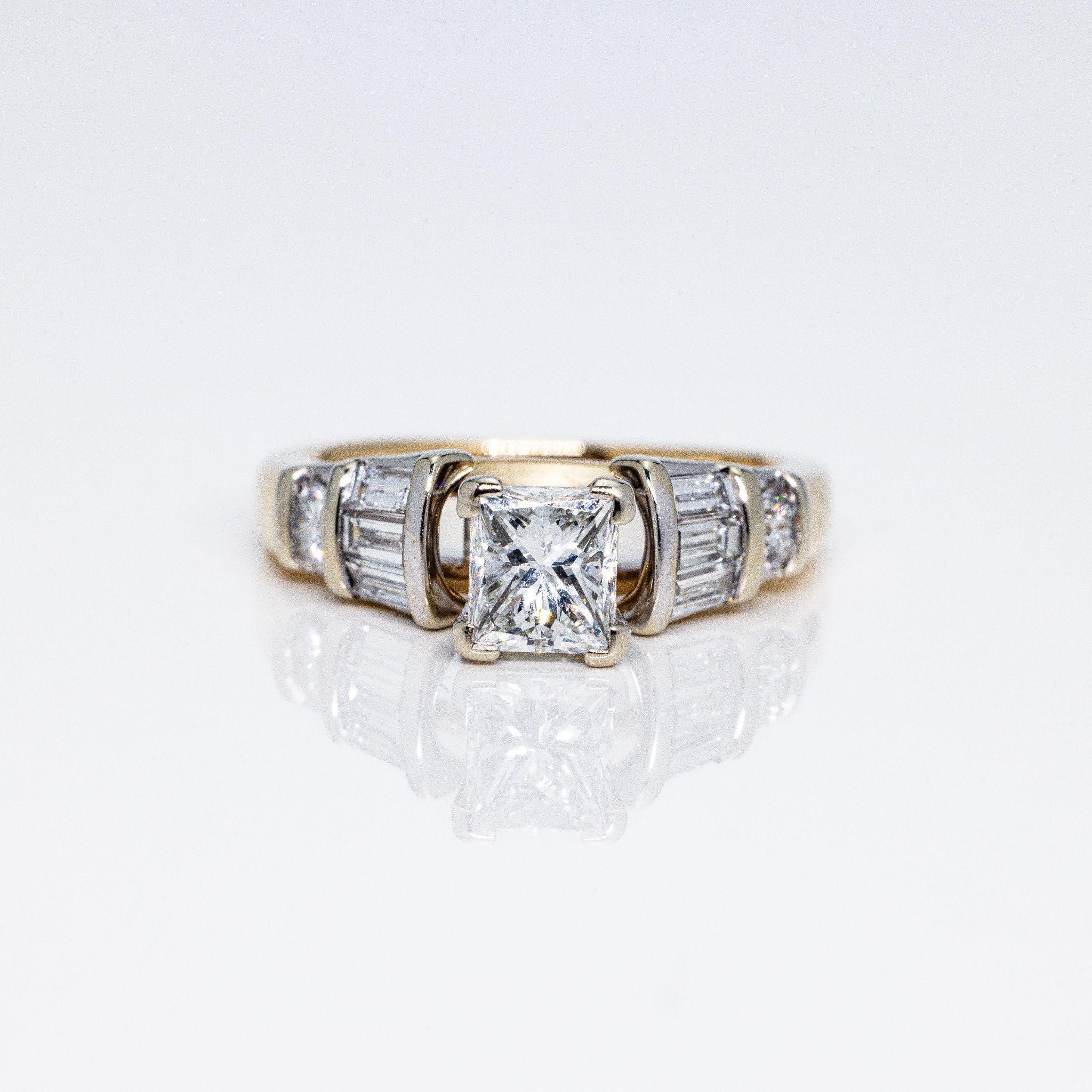 14kt Gold Natural Princess Diamond Engagement Ring