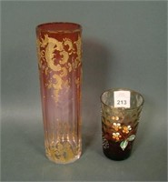 Mosser Style vase & Enameled IVT Juice Glass