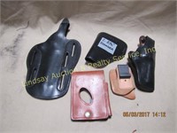 5 mixed leather holsters: Galco, Jackass,