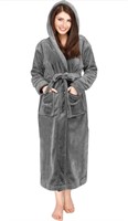 (new)Size:XL, Women Fleece Hooded Bathrobe -