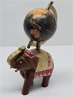 Wood Elephant w/ Globe