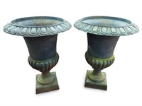 Impressive and Large Pair of Cast Iron Urns,