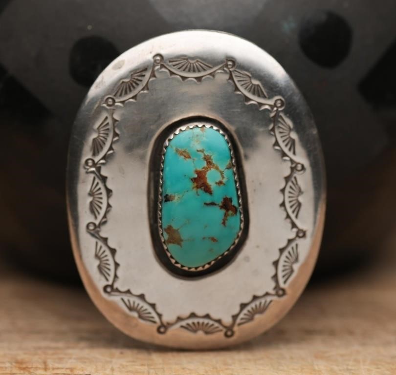 Navajo S.A. Pinto  Turquoise Button Cover-23.12g