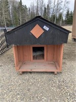 Painted Wooden Dog House (38"W x 63"D x 46"H)