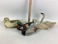 Wooden & Ceramic Mallard Duck Decor, includes (2)