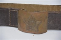 Russian Leather and Web Belt Hammer and Sickle