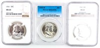 Coin 3 Franklin Half Dollars PCGS & NGC MS64