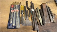 Steel chisels and assorted tools