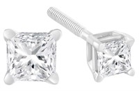 18k Wgold Princess 1.00ct Diamond Stud Earrings
