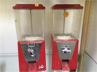 2 RED CANDY DISPENSERS - NO KEYS - LOCAL PICK-UP O