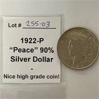 1922-P 90% Peace Silver Dollar