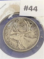 1948 Canada Silver 25 cent piece