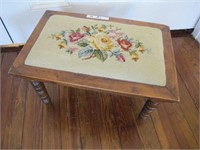 NEEDLE POINT FOOT STOOL 12" H 19" W 13"D