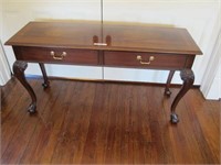 THOMASVILLE MOHAOGANY SOFA TABLE BACK IS FADED