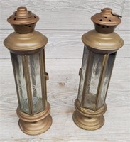(2) Vintage Brass Oil Lantern