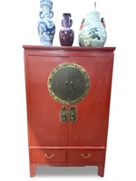 Chinese Red Lacquer Wedding Cabinet,