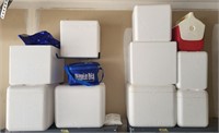 Styrofoam Cooler Lot Filled with Ice Packs