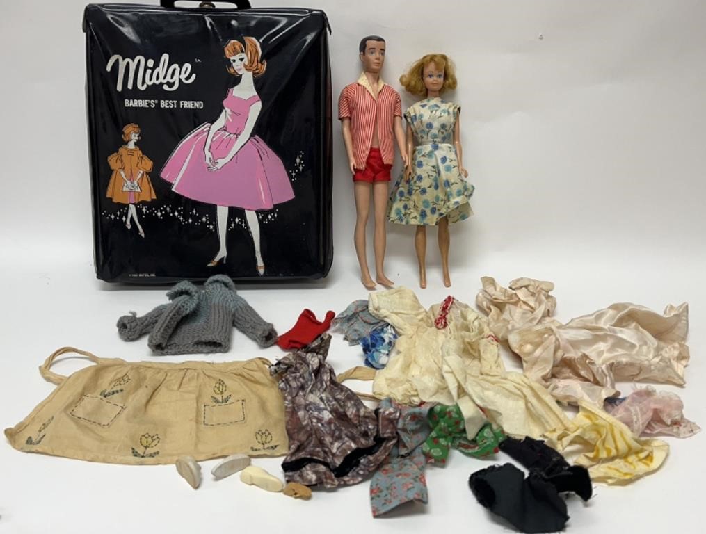Vintage Barbie Midge Case with Dolls and Clothes